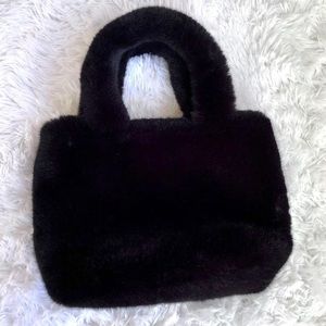 Black faux fur purse